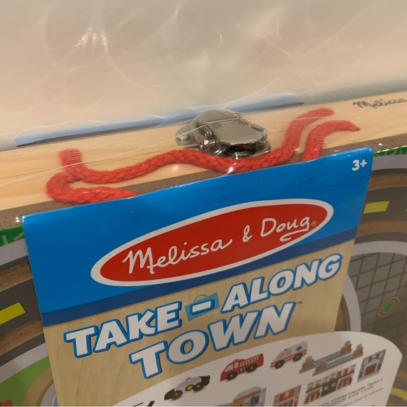 New Melissa & Doug 18 Pc Wooden Table Along Town Fire Truck Police Car Ambulance - Picture 5 of 7